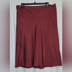 Elegant Burgundy Satin Women's Skirt